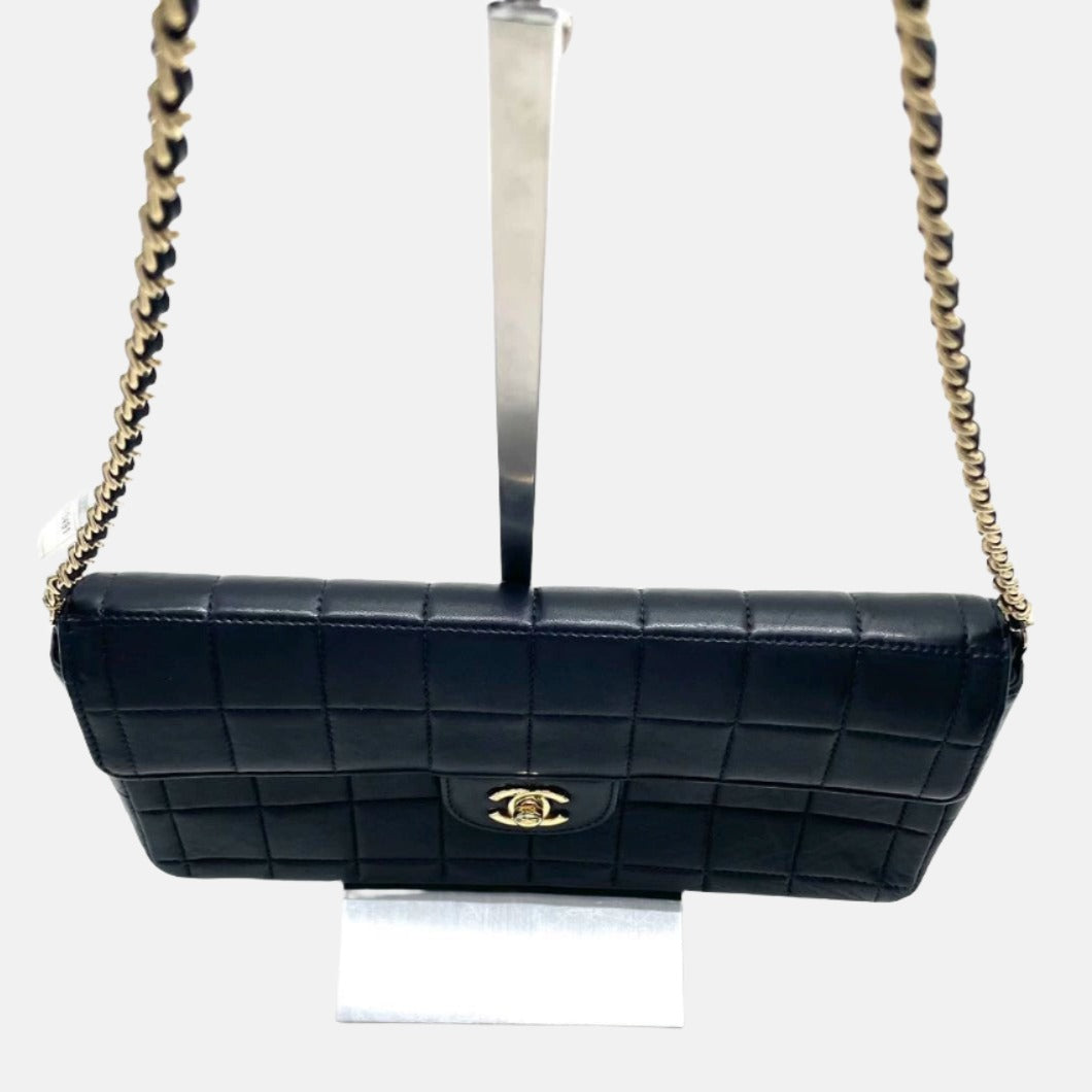 Sold Chanel East West Chocolate Bar Black Leather