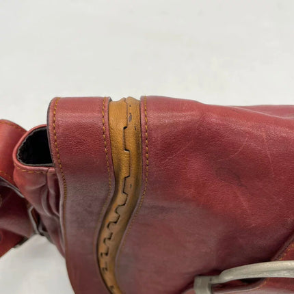 Dior Vintage Gaucho Large Red Leather Crossbody Bag