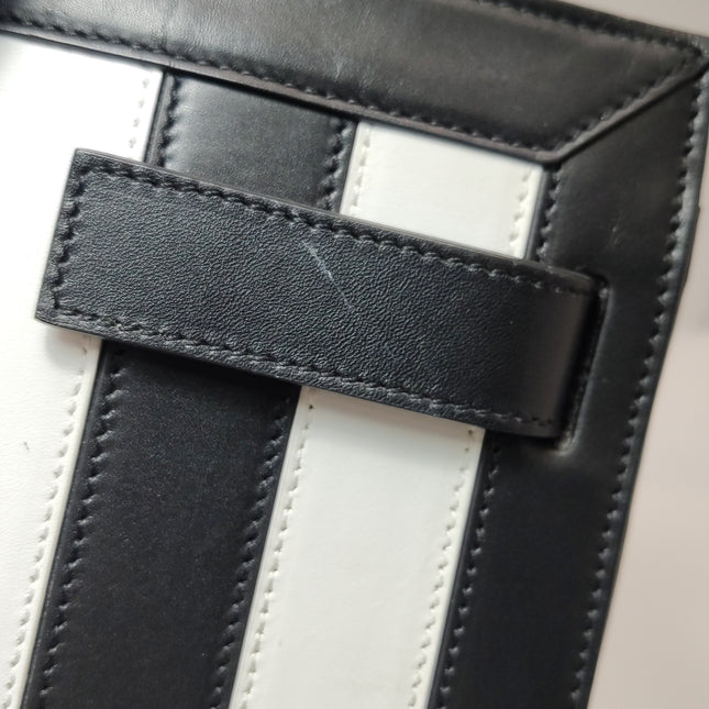 Saint Laurent Sac De Jour Small Black and White Striped Leather Handbag