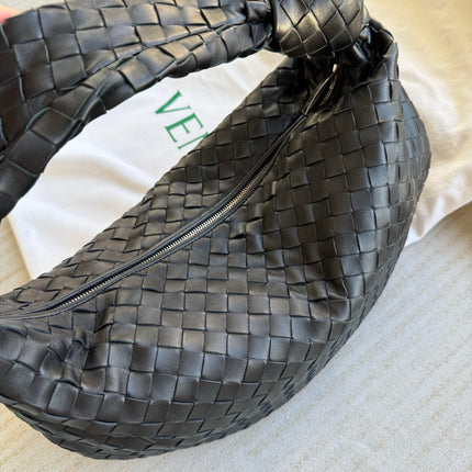 Bottega Veneta Jodie Small Black Lambskin Leather Silver Hardware