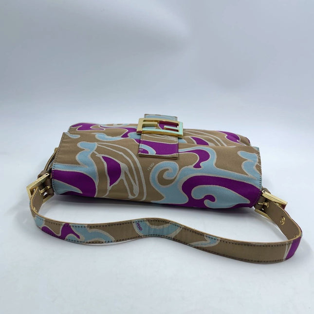 Sold FENDI Baguette Multicolor Purple Fabric with Psychedelic prints