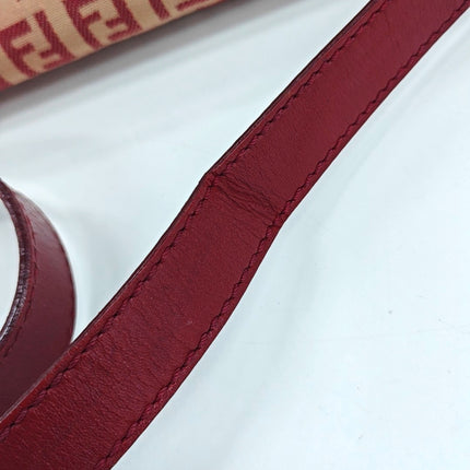 Fendi Mamma Baguette Red Classic Zucchino Monogram Shoulder Bag