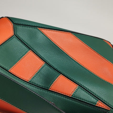 Loewe Puzzle Small Green Orange Stripes Crossbody Bag 2019