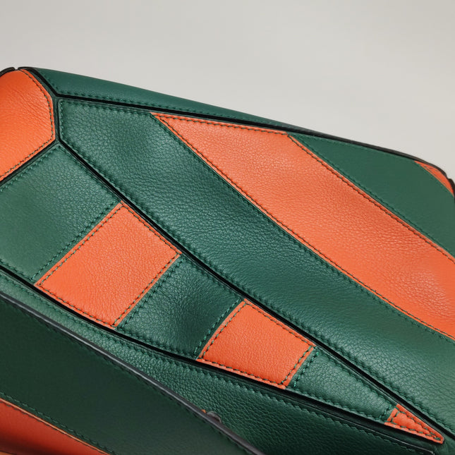Loewe Puzzle Small Green Orange Stripes Crossbody Bag 2019