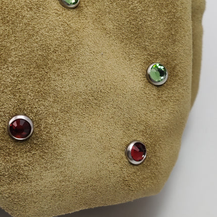 Bottega Veneta Pouch Mini Brown Suede with Multicolor Gems