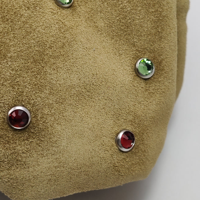 Bottega Veneta Pouch Mini Brown Suede with Multicolor Gems
