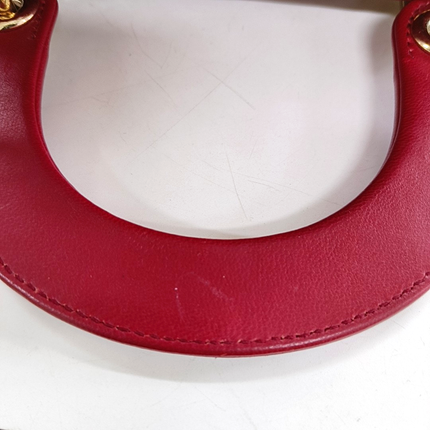 Lady Dior Mini Red Lambskin Leather Gold HW Chain Strap