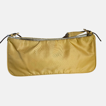 Prada Chain Shoulder Bag Nylon Yellow with Gold-tone Chain