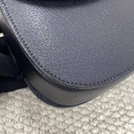 Gucci Bamboo 1947 Small Black Grained Leather Top Handle Bag