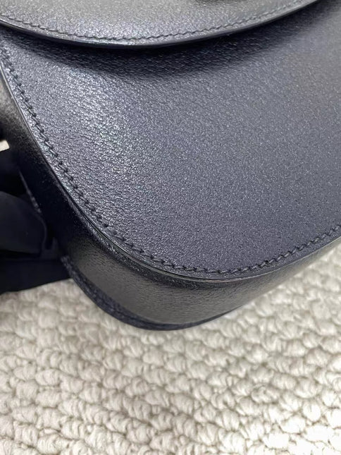 Gucci Bamboo 1947 Small Black Grained Leather Top Handle Bag