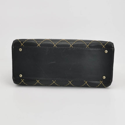 Sold Chanel Surpique Zip Around Satchel Black Quilted Wild Stitch Leather Large