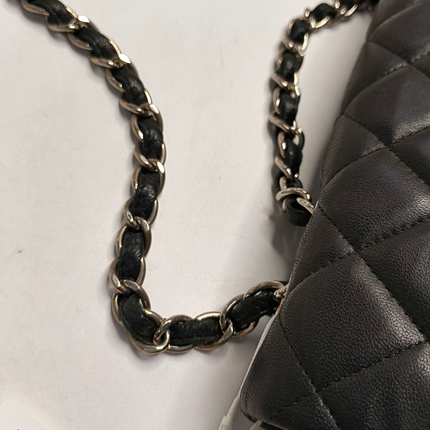 Chanel Classic Flap Jumbo Black Lambskin Leather Single Flap with Silver Hardware