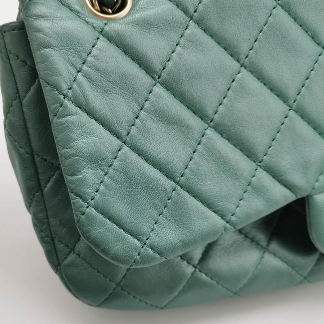 Chanel Classic Flap 2011 Large Teal Green Gem CC Turn lock