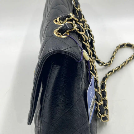 Chanel Classic Flap Jumbo 2009 Black Caviar Leather Single Flap Gold Hardware