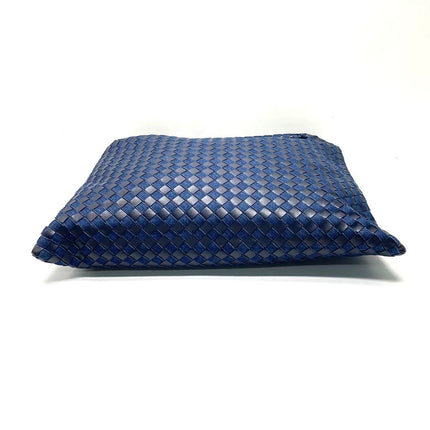 Bottega Veneta Hop Large Leather and Denim Intrecciato Navy Hobo Bag 55cm