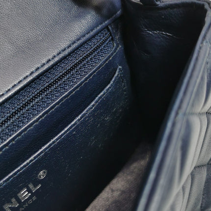 Chanel Classic Flap Mini 2014 Navy Lambskin Leather Silver Hardware