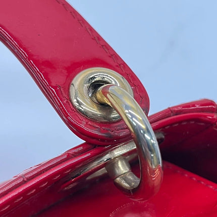 Lady Dior Patent Leather Red Mini handbag with gold hardware