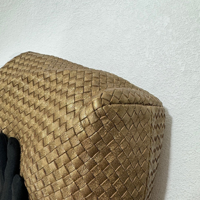 Sold Bottega Veneta Cabat Medium Intreccio Leather Tote Bag Gold