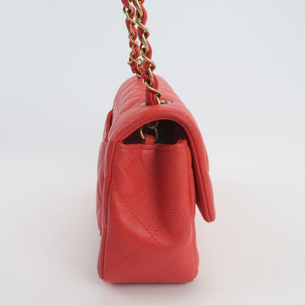 Chanel Classic Flap Mini 2019 Red Lambskin Leather Gold Hardware