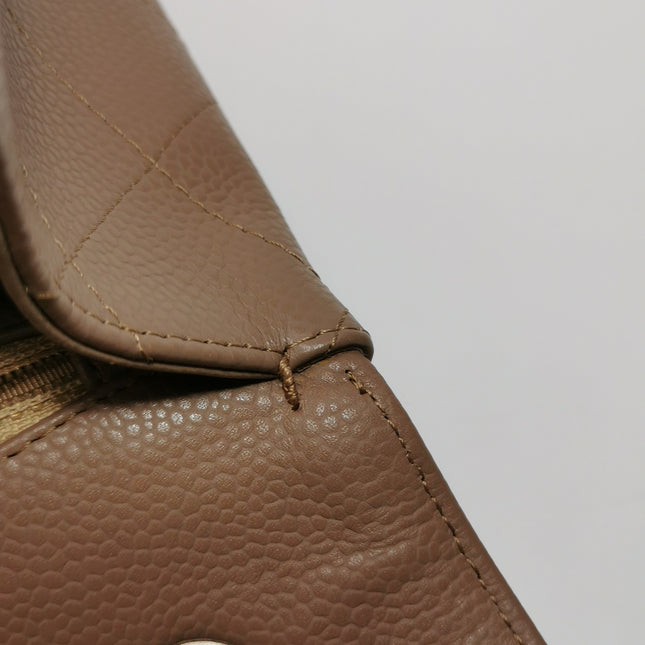 Chanel Classic Flap Jumbo 2009 Coffee Brown Caviar Leather Single Flap Silver Hardware