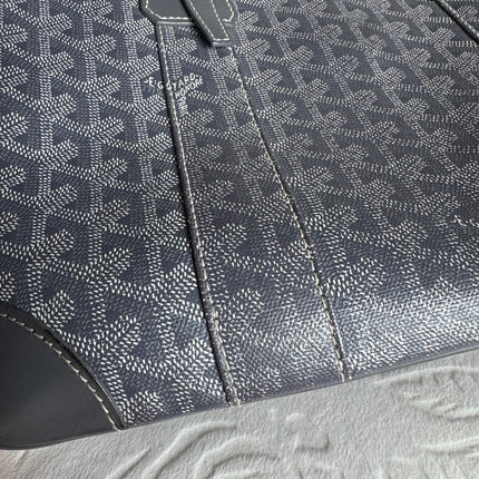 Goyard Ambassade Document Case Small 35cm Handbag Grey Canvas Leather Silver Hardware