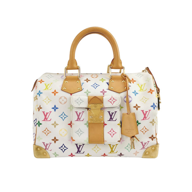 Louis Vuitton x Takashi Murakami Speedy 30 Lock White Multicolor-Luxbags