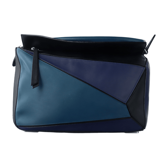 Loewe Puzzle Medium Multicolor Navy Calfskin leather bag-Luxbags