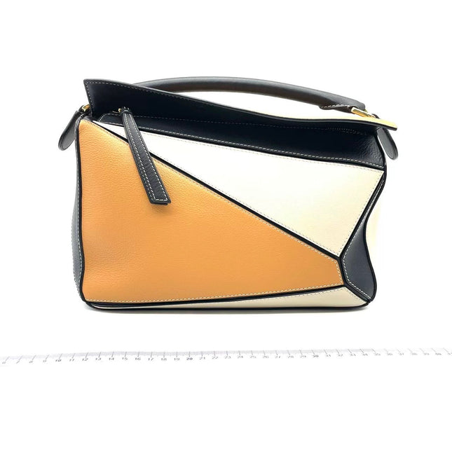 Loewe Puzzle Medium Tricolor Black Yellow Calfskin leather bag