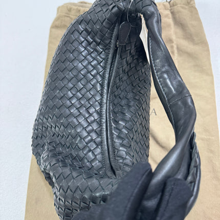 Sold Bottega Veneta Black Belly Hobo Intrecciato Nappa Leather Handbag
