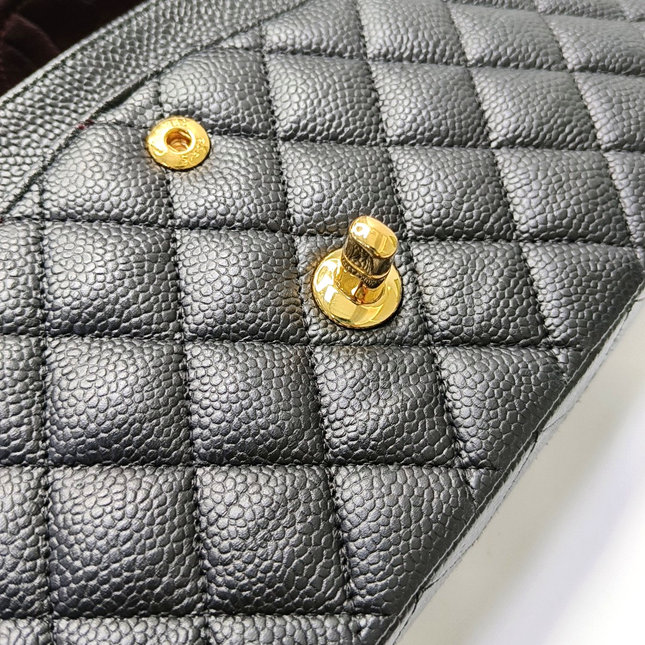 Chanel Classic Flap Medium Black Caviar Leather Gold-tone Hardware