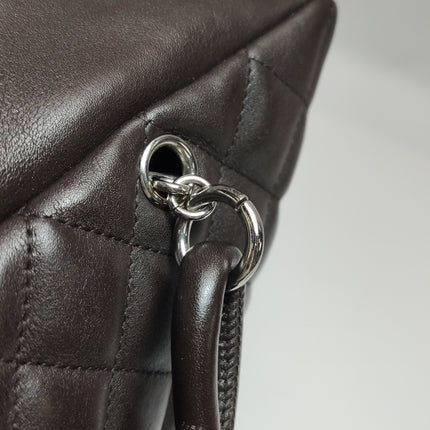 Chanel Cambon Medium Shoulder Bag Chocolate Brown Calfskin Leather Double Strap