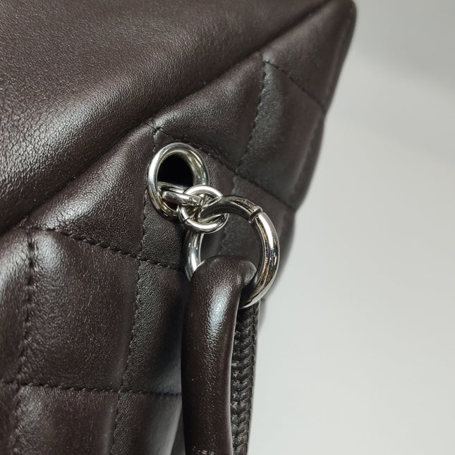 Chanel Cambon Medium Shoulder Bag Chocolate Brown Calfskin Leather Double Strap