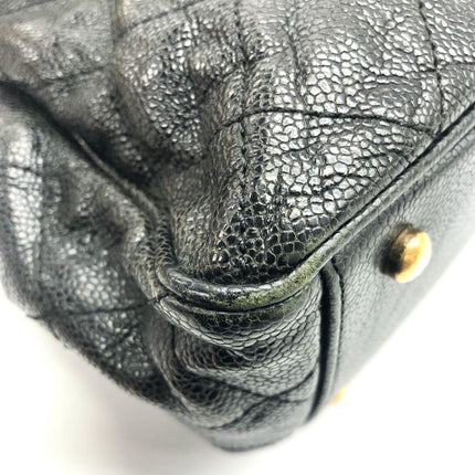 Chanel Shiva Tote Black Quilted Shiny Caviar Leather Gold Hardware