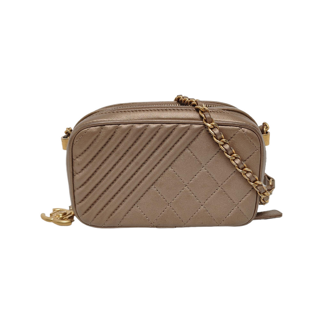 Chanel Mademoiselle Camera Mini Bag Copper Gold Lambskin Leather Gold Chain, 2014-2015-Luxbags