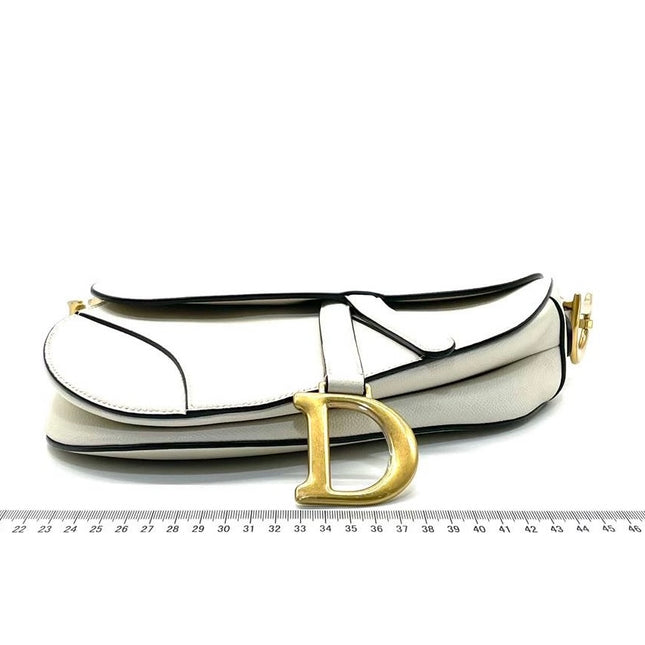 Sold Dior Saddle White Medium Grained Leather Handbag
