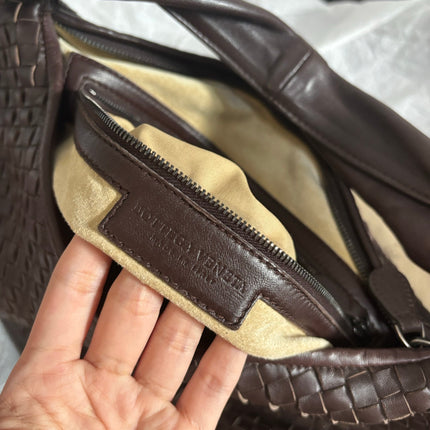 Bottega Veneta Belly Hobo Intreccio Leather Dark Chocolate Brown Large 50cm
