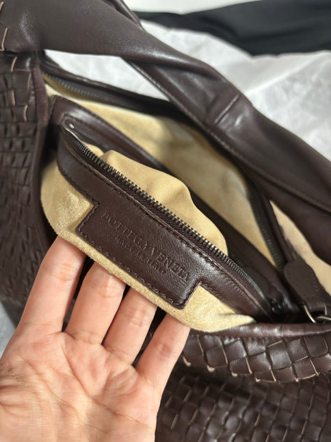 Bottega Veneta Belly Hobo Intreccio Leather Dark Chocolate Brown Large 55cm