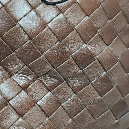 Bottega Veneta Top Handle Bowling Bag Dark Chocolate Brown Intrecciato Leather