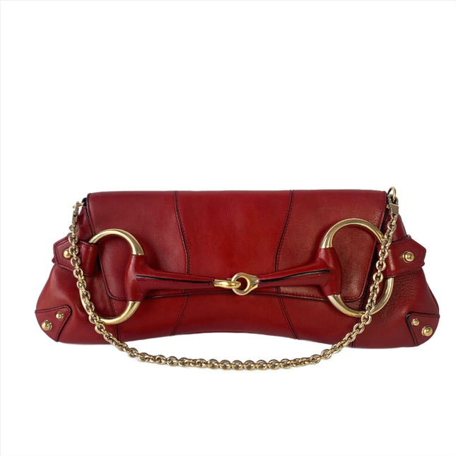 Sold Gucci Horsebit 1955 Chain leather bag in Red with gold studs-Luxbags
