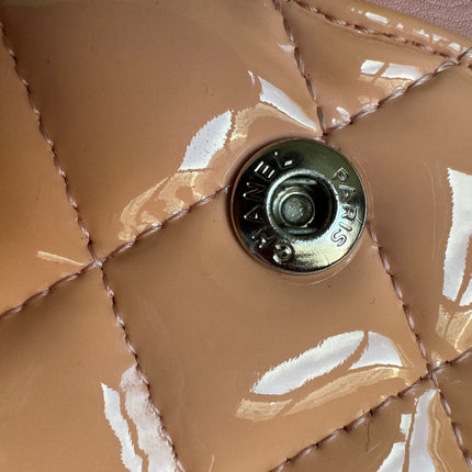 Chanel Classic Flap Medium Pink Orange Patent Leather Silver HW, 2012-2013