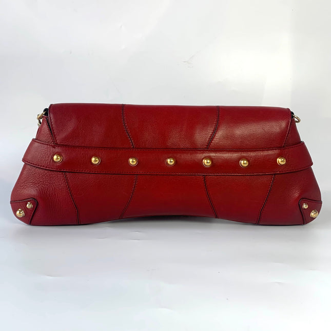 Sold Gucci Horsebit 1955 Chain leather bag in Red with gold studs