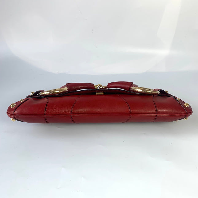 Sold Gucci Horsebit 1955 Chain leather bag in Red with gold studs