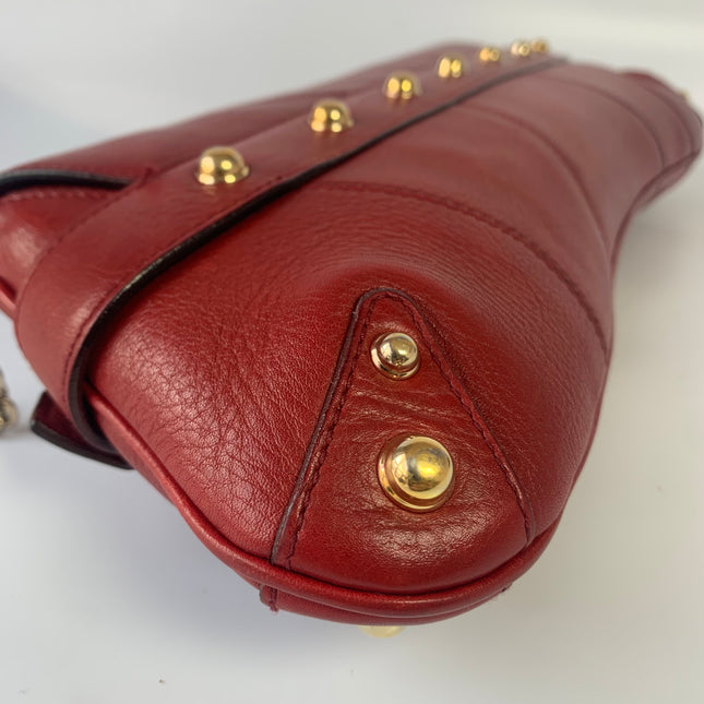 Sold Gucci Horsebit 1955 Chain leather bag in Red with gold studs