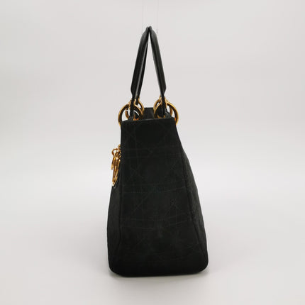 Lady Dior Vintage Medium Black Suede Leather Gold Hardware 1997