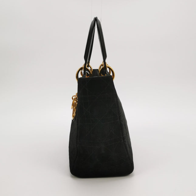 Lady Dior Vintage Medium Black Suede Leather Gold Hardware 1997