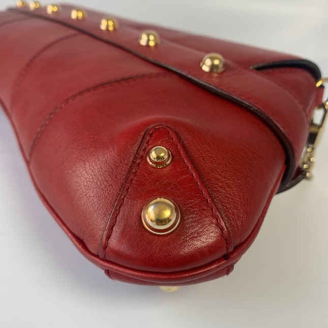 Sold Gucci Horsebit 1955 Chain leather bag in Red with gold studs