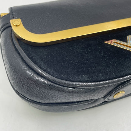 Louis Vuitton Avant-Garde Pochette Clutch Suede Leather Crystal Logo, 2011