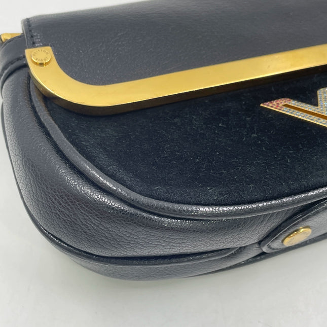 Louis Vuitton Avant-Garde Pochette Clutch Suede Leather Crystal Logo, 2011