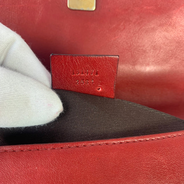 Sold Gucci Horsebit 1955 Chain leather bag in Red with gold studs
