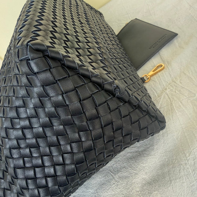 Bottega Veneta Reissued Cabat Intreccio Leather Tote Bag Navy 40cm